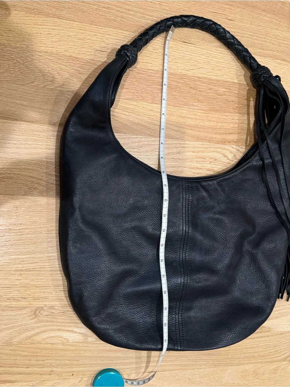 Black Leather Hobo Shoulder Bag